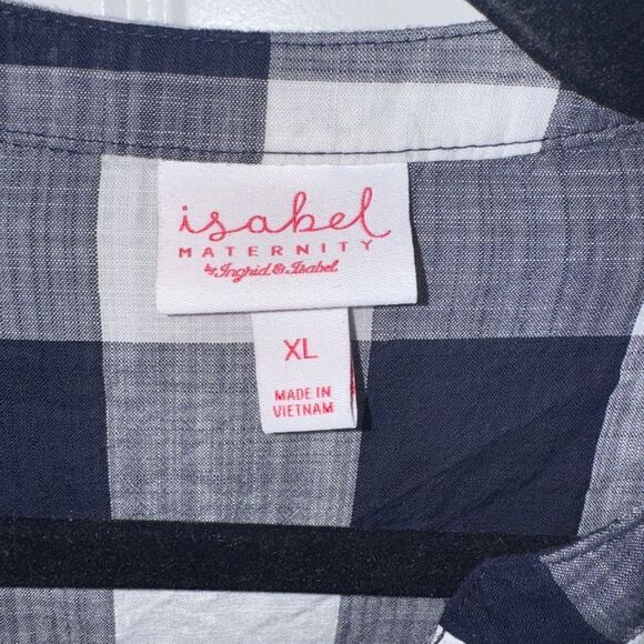 Isabel Maternity Blue and White Plaid Button-Up Shirt size xl - Picture 4 of 5